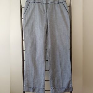 Talbots Navy Blue Piped Herringbone Pants